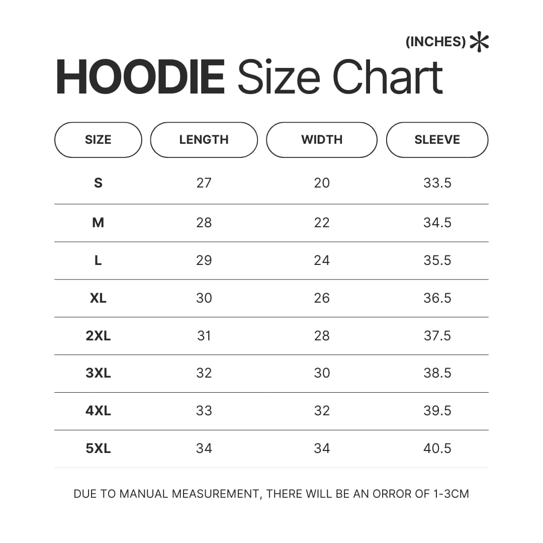 Hoodie Size Chart - Unus Annus Shop