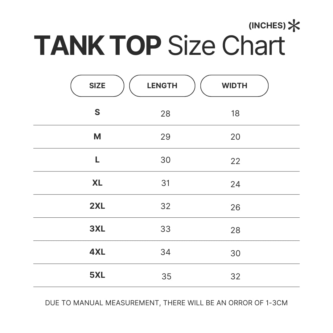 Tank Top Size Chart - Unus Annus Shop