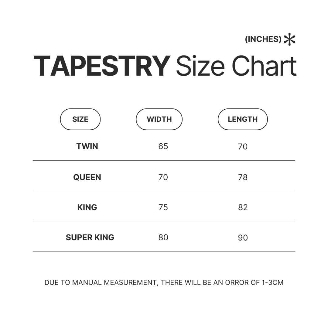 Tapestry Size Chart - Unus Annus Shop