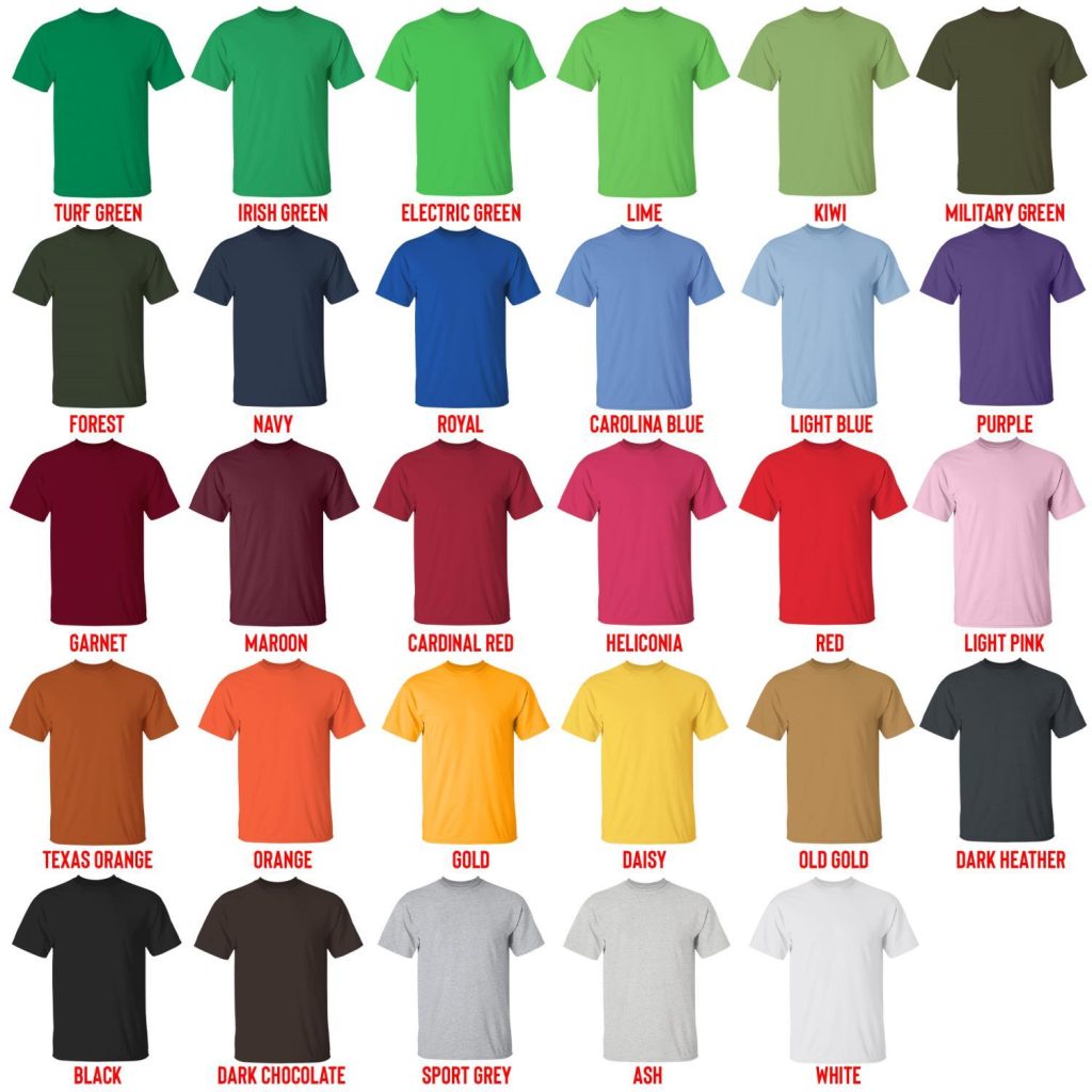 t shirt color chart - Unus Annus Shop