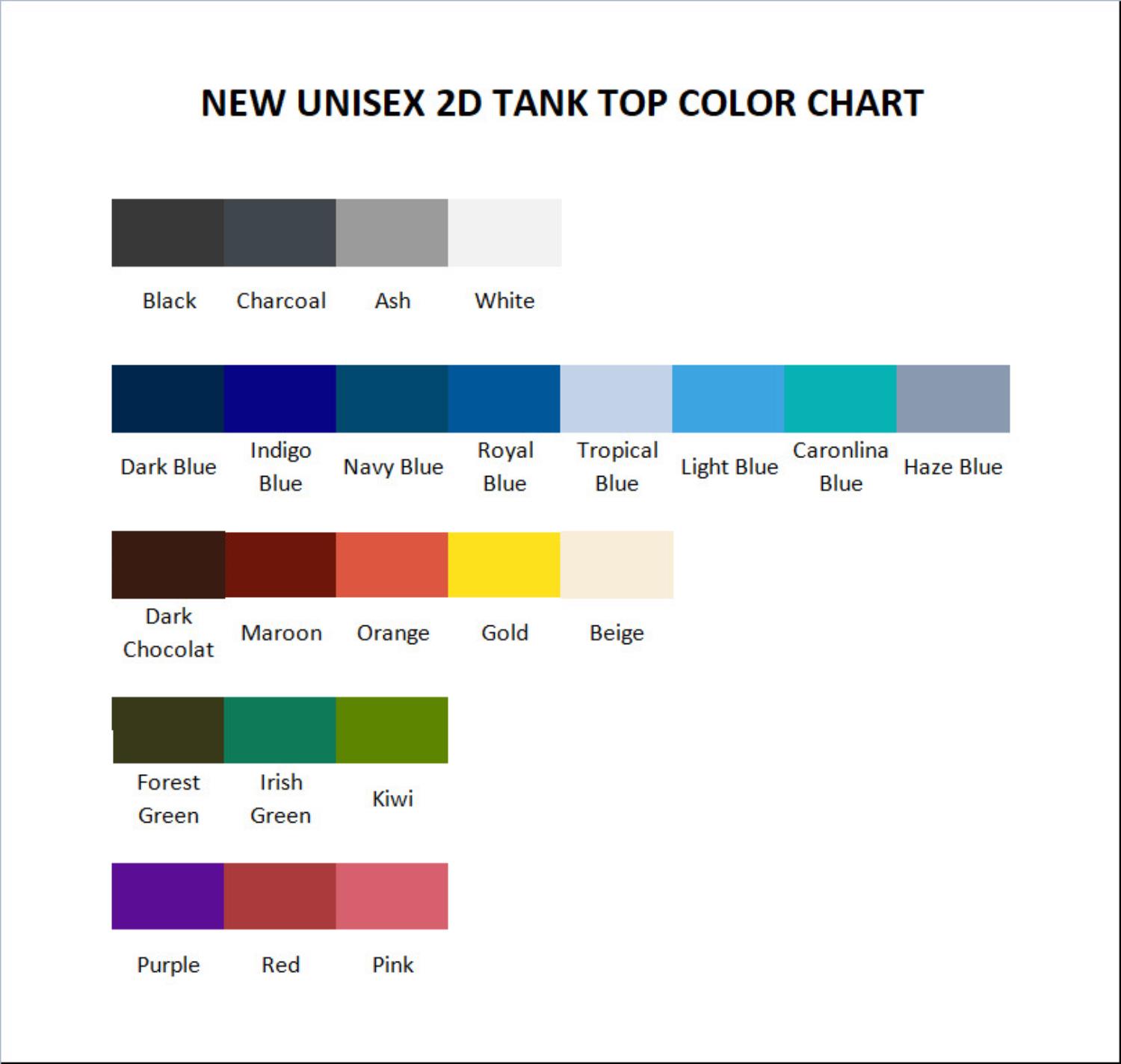 tank top color chart - Unus Annus Shop